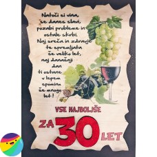 Leseni napis za 30 let - Grozdje